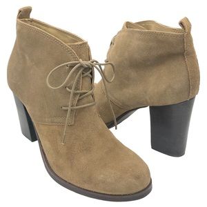 Nicole Brown Suede Lace up Heeled Ankle Boot
